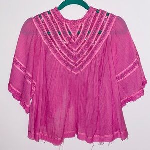 Free People Pink Flowy Shirt